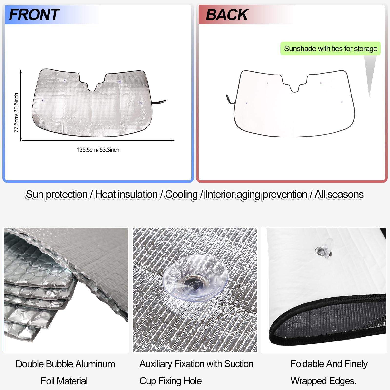 Parasol para Parabrisas Delantero de Coche para Range Rover 2023-2024, Parasol para Ventana Delantera, Visera Reflectante Plegable, Cubierta de protección contra Rayos UV, Protector térmico