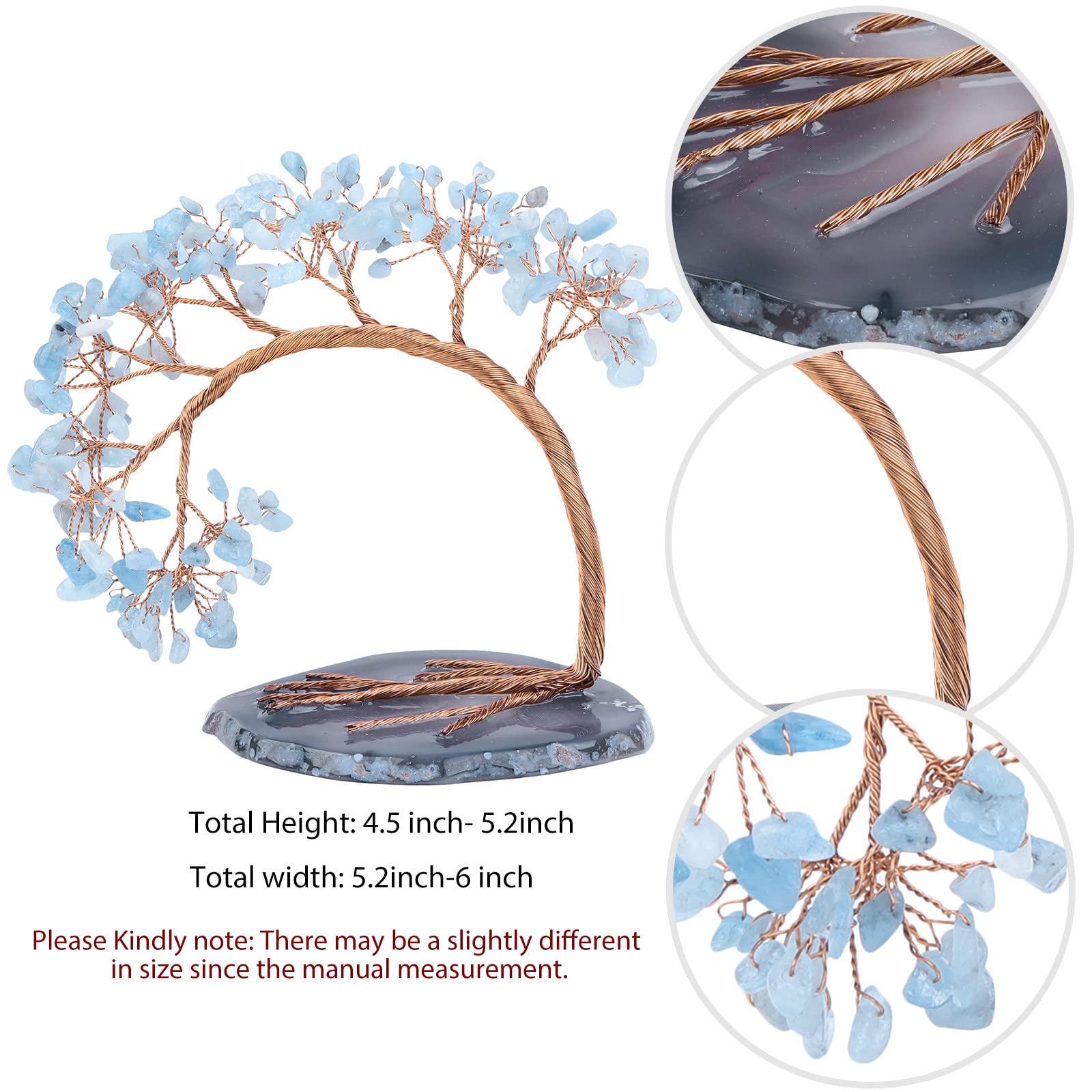 TUMBEELLUWA Arbre à Monnaie En Cristal Aigue-marine Pour