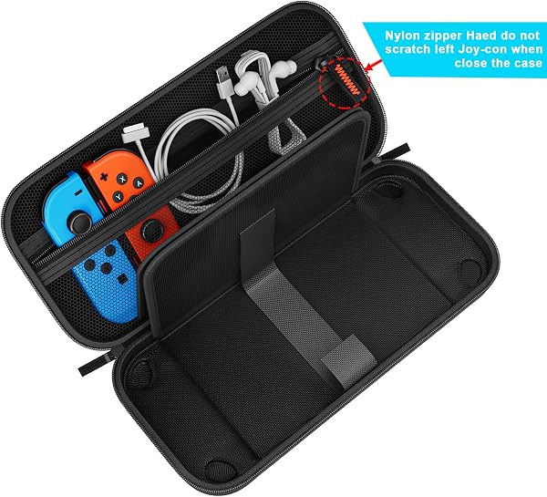 Étui de Protection Compatible avec Console Nintendo Switch,étui de Transport Rigide pour Nintendo Switch,étui de Protection avec Rangement pour 20 Jeux,Console et Accessoires (Noir, 2017 Inch) - 4