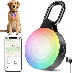 Luz para cães rastreador GPS 2 em 1 | Luz LED de rastreamento inteligente para animais de estimação apenas para iOS | IP68 à prova d'água | 6 modos de luz para coleira de cachorro para caminhadas
