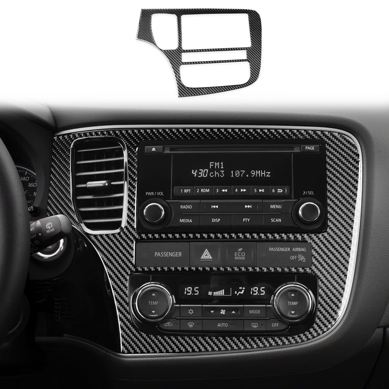 Car Interior Decoration Accessories Center Panel Carbon Fiber Trim Sticker Compatible with Mitsubishi Outlander 2014 2015 2016