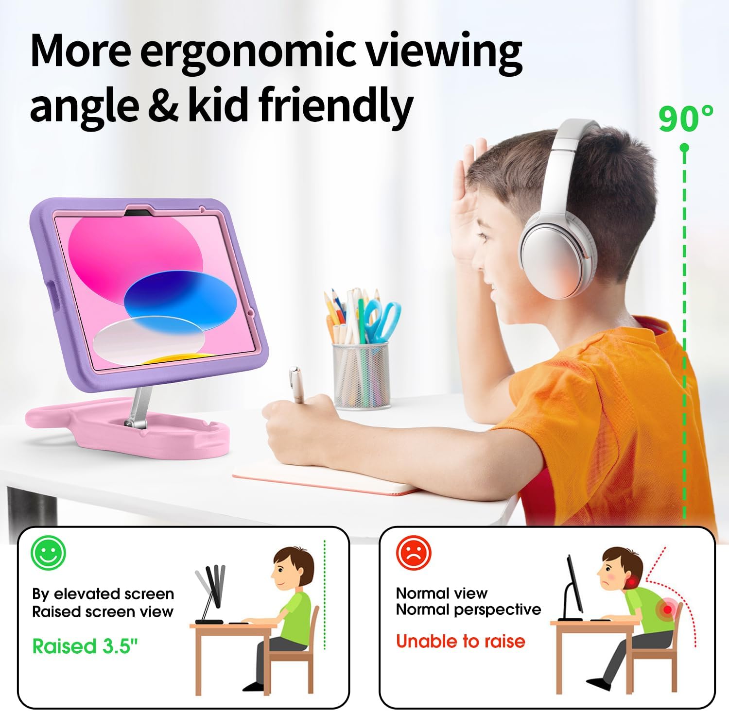 Kids Case for iPad (A16) 11th/10th Gen 2022/2025,Shockproof Handle Stand Case,Child-Friendly Drop-Proof case for iPad Air 11 Inch(2025) M3/M2,Adjustable Stand for Portrait & Landscape (Pink Bear)