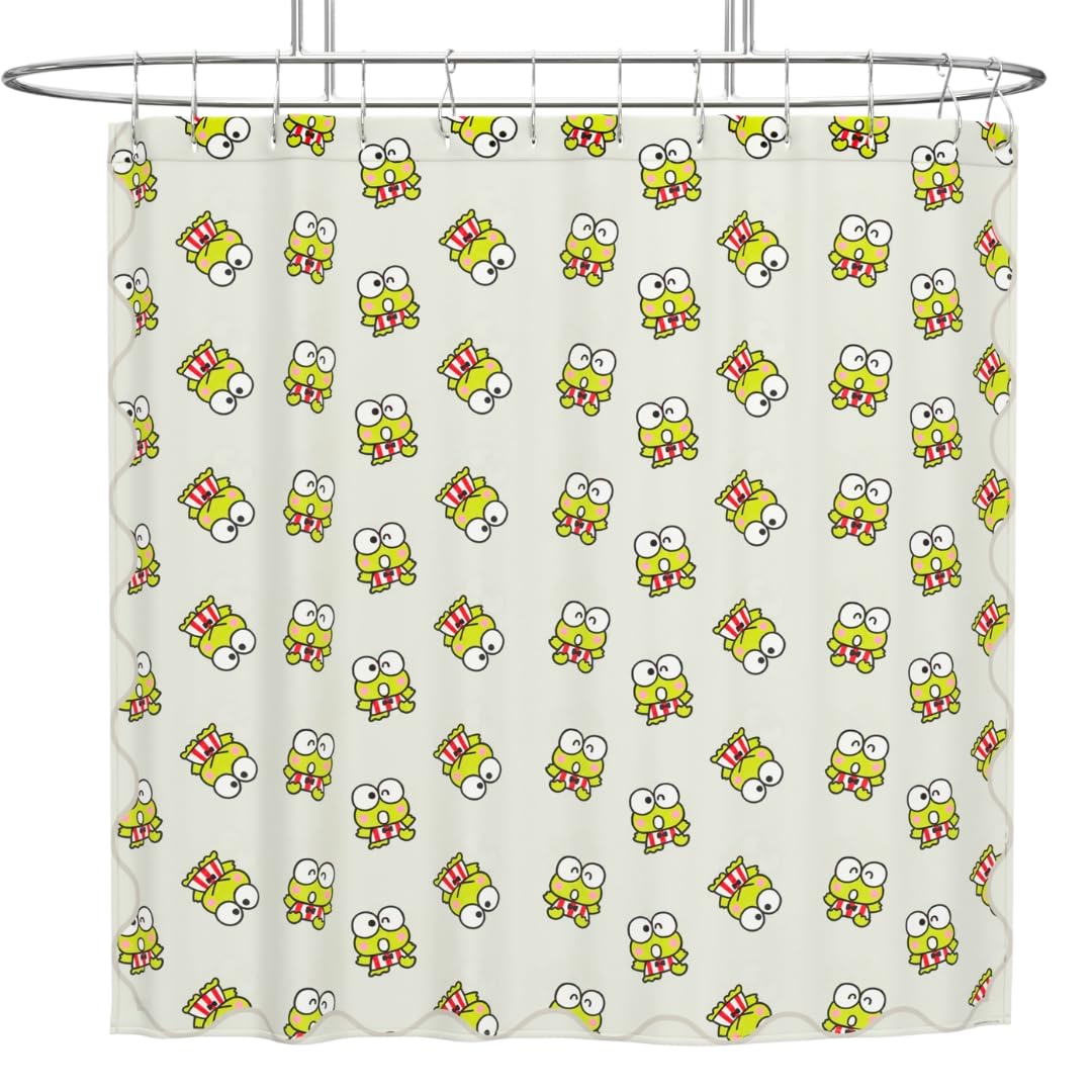 Franco Collectibles Sanrio Keroppi Bath Microfiber Shower Curtain, 72x72, (Officially Licensed Product)