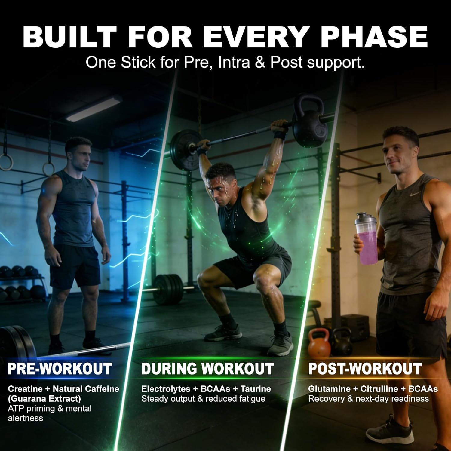 Electrolyte Powder with Creatine All-in-One Hydration Drink Mix for Workout, Pre Workout Energy & Recovery, Amino Support, Low Calorie Electrolyte Drink Packets, 20 Sticks, Only 5 Calories