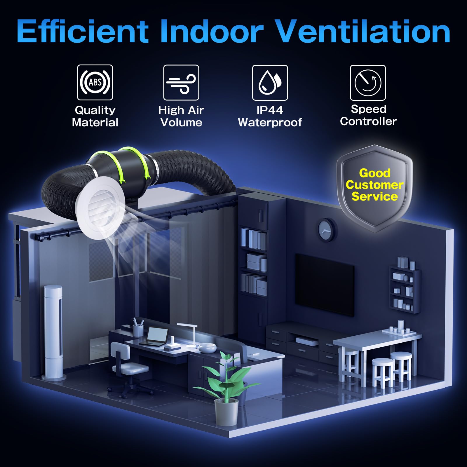 Ventilatore Tubolare Hon&Guan 100 Mm - 221 M³/h, Regolabile, Per Bagno, Cantina, Cucina - Foto 7