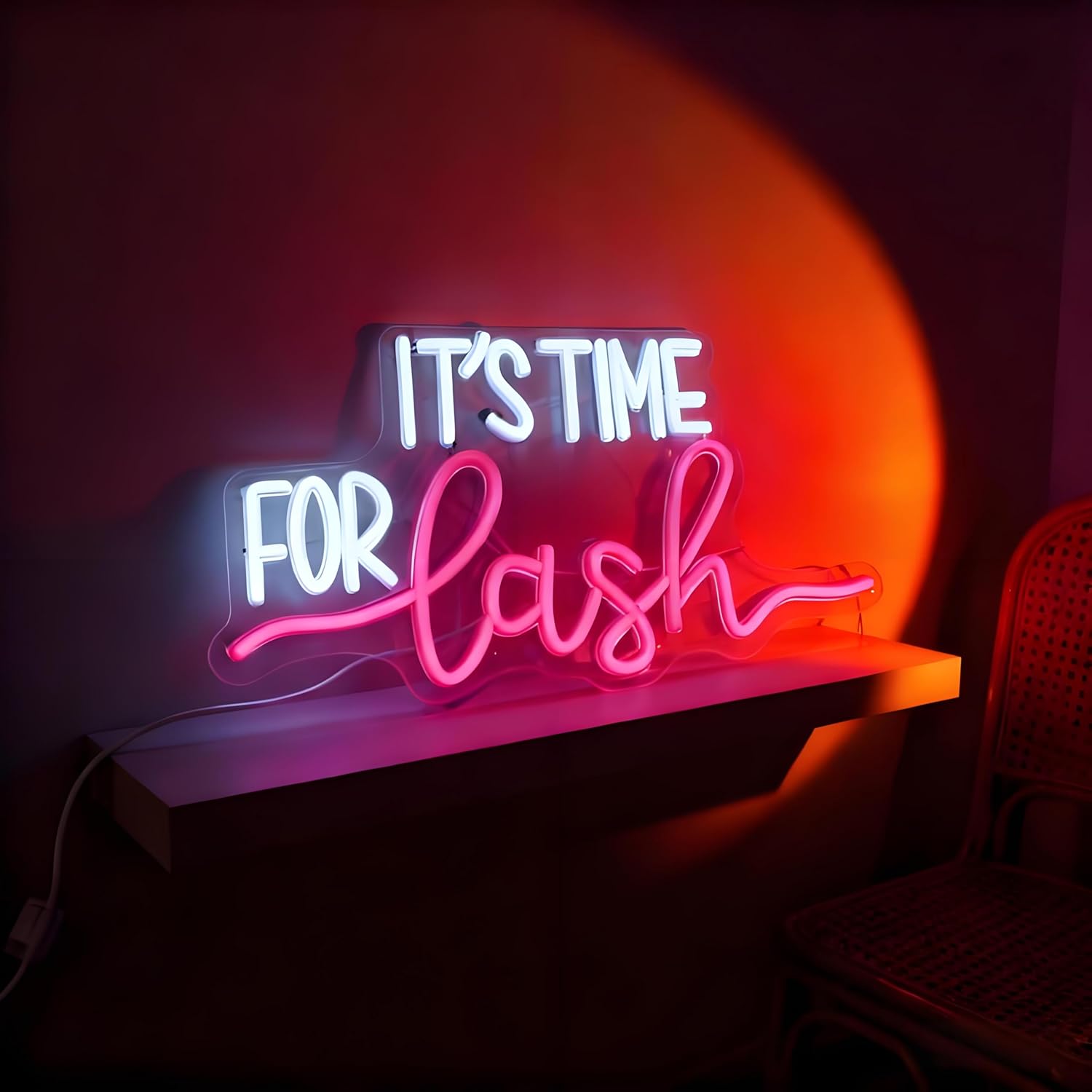 It's Time for Lash Neon Sign for Wall Decor Light Up Letters Business Led Sign Birthday Party Gifts Led Decorative Night Signs Girls Dressing Room Decor Christmas Gift for Beauty Nair Salons