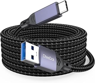 20 Ft USB C Cable Long, SuperSpeed 5Gbps Data Transfer & 2.4A Fast Charging USB A to Type C Cord for Xbox PS5 Controller iPhone 16/15 Android Phone, Tablet, Sturdy Aluminum & Braided