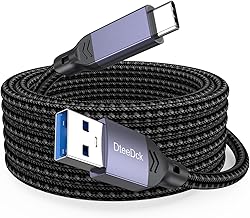 20 Ft USB C Cable Long, SuperSpeed 5Gbps Data Transfer & 2.4A Fast Charging USB A to Type C Cord for Xbox PS5 Controller iPhone 16/15 Android Phone, Tablet, Sturdy Aluminum & Braided
