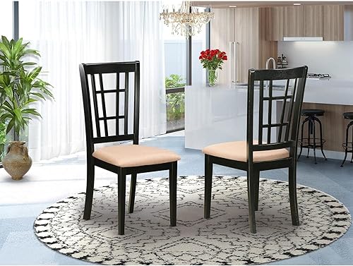 Miniatura 7 de East West Furniture Sillas de comedor modernas, juego de 2, negro y cereza