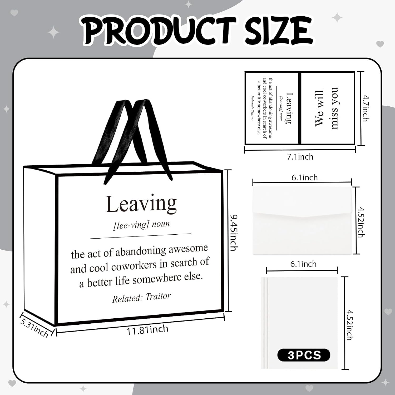 RTMISA Funny Coworker Leaving Gift Bag with Tissue Paper and Greeting Card Farewell Goodbye Miss You Gifts Wrapping Paper Bag for Men Women, Going Away Party Decorations Supplies for Friends image 2