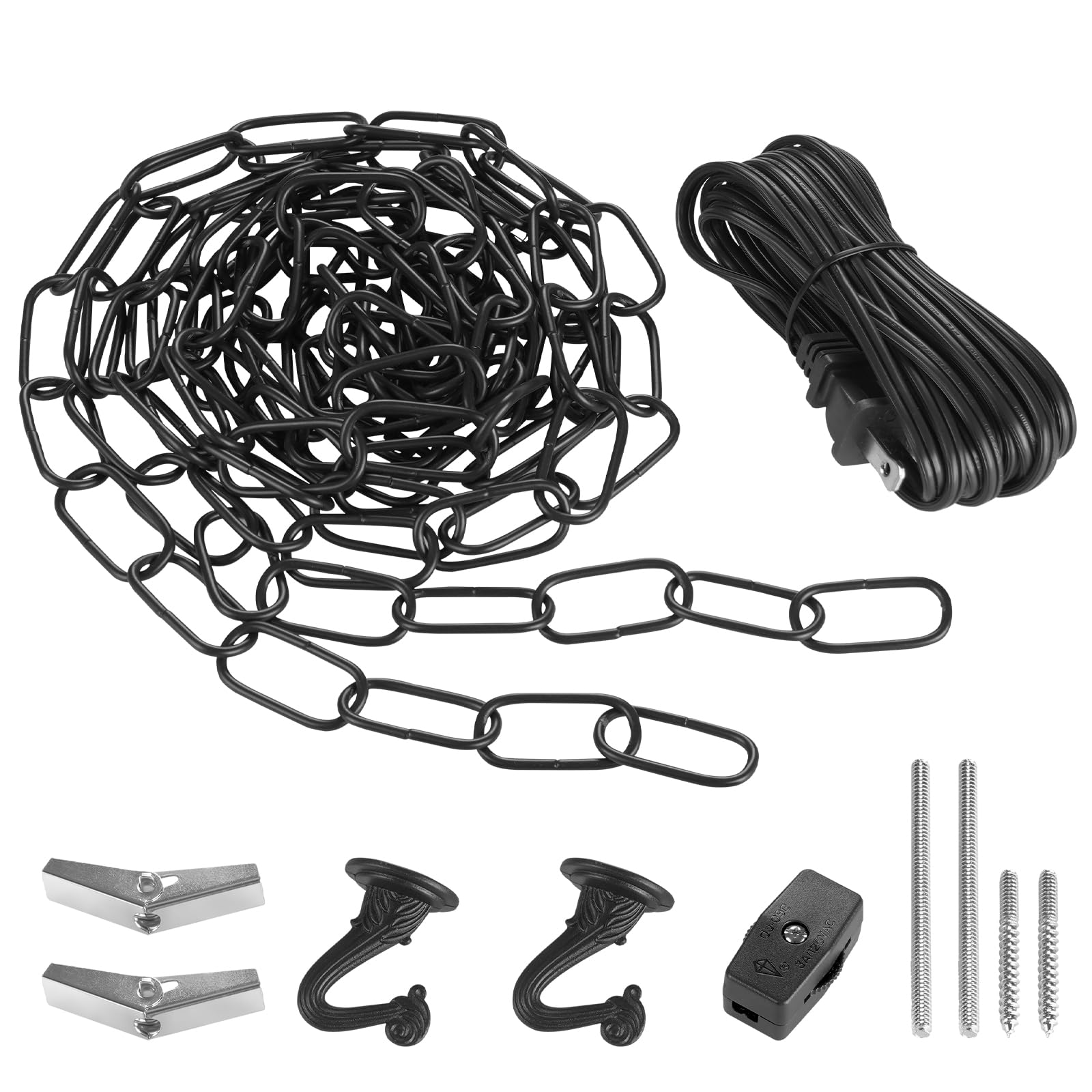 Canomo Swag Light Kit with 12 Feet Chandelier Chain and 15 Feet Cord, Instructions Included for Chandelier, Pendant and Ceiling Fan Light, Silver — Amazon image 7