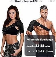 Vista 4 de Soporte de hombro para recuperación de hombres y mujeres, soporte de hombro ajustable para manguito rotador, alivio del dolor en las articulaciones