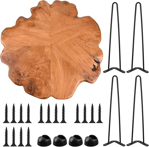Miniatura 7 de HOEGMST Mesa auxiliar de borde vivo de 27.5 pulgadas, mesa auxiliar pequeña de madera con superficie impermeable, mesa decorativa rústica única para