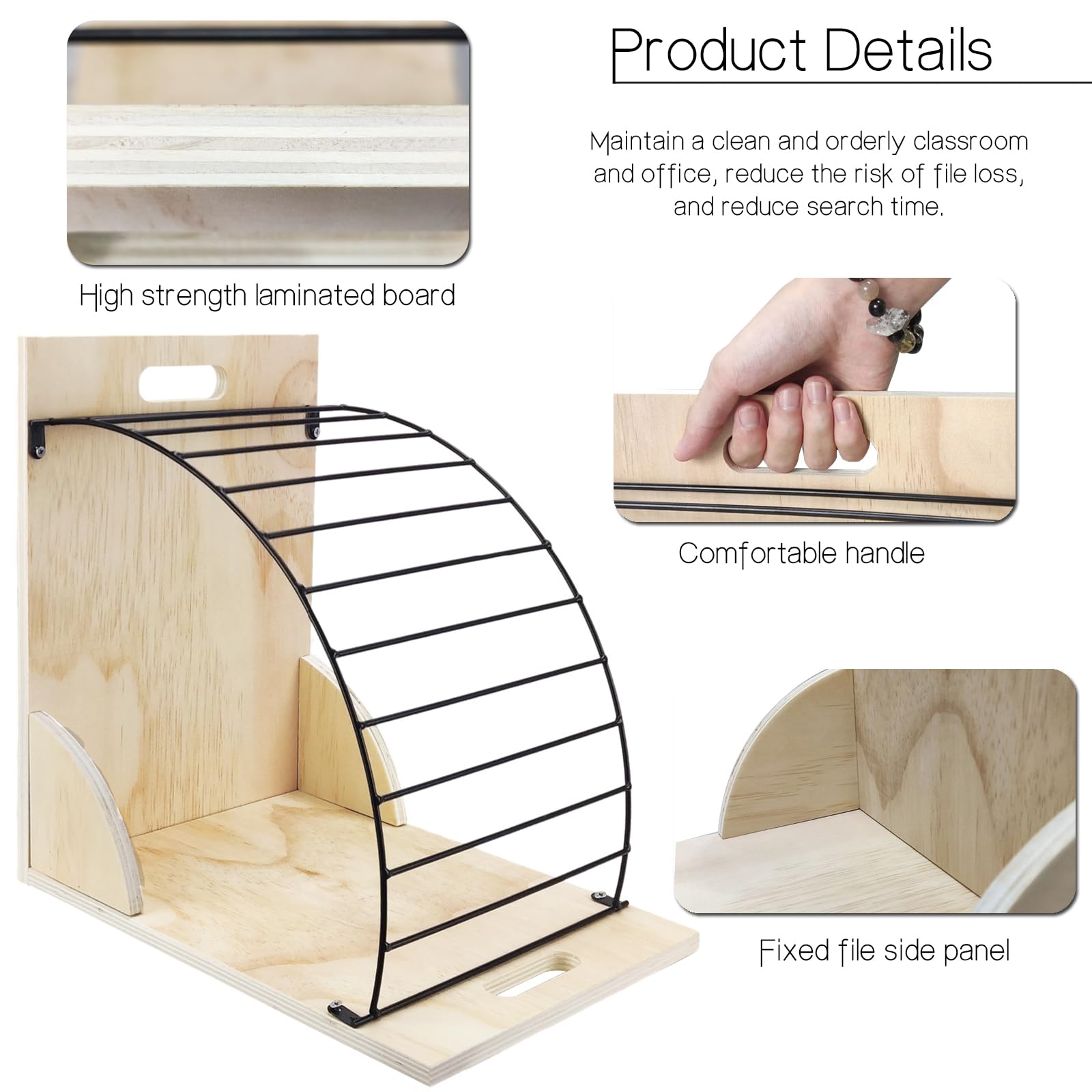 Wonderjune Clipboard Holder Rack - Wood & Metal Storage Organizer For 12+ Clipboards, 13.5"x13.5"x10.75", White - View #4
