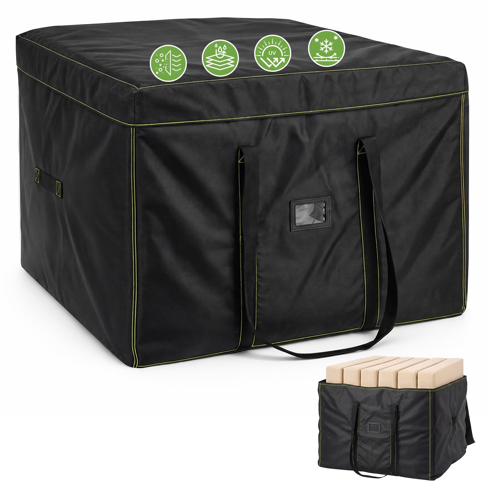 GARPROVM Sac De Rangement Carré Pour Coussins De Jardin, Sac D'Emballage, Sac De Déménagement, Tissu Oxford Imperméable, 80 X 80 X 60 Cm
