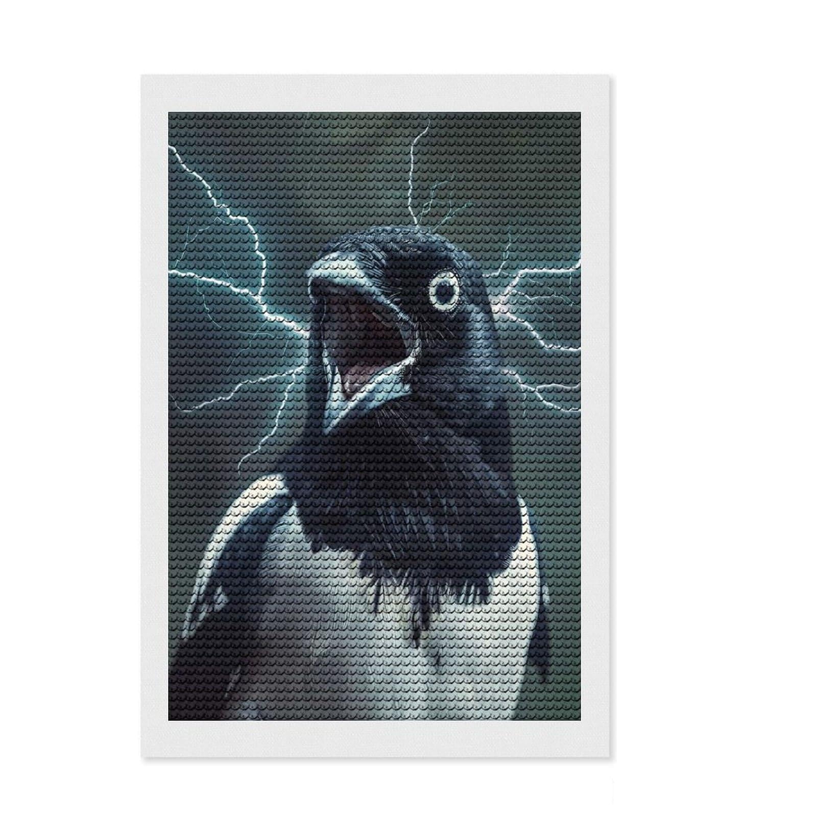Junmoney Magpie Lightning Full Drill Diamond Painting Kit 8"x12", for Adults, Mindful Craft Activity, Bedroom Decor, Festive Craft Gift
