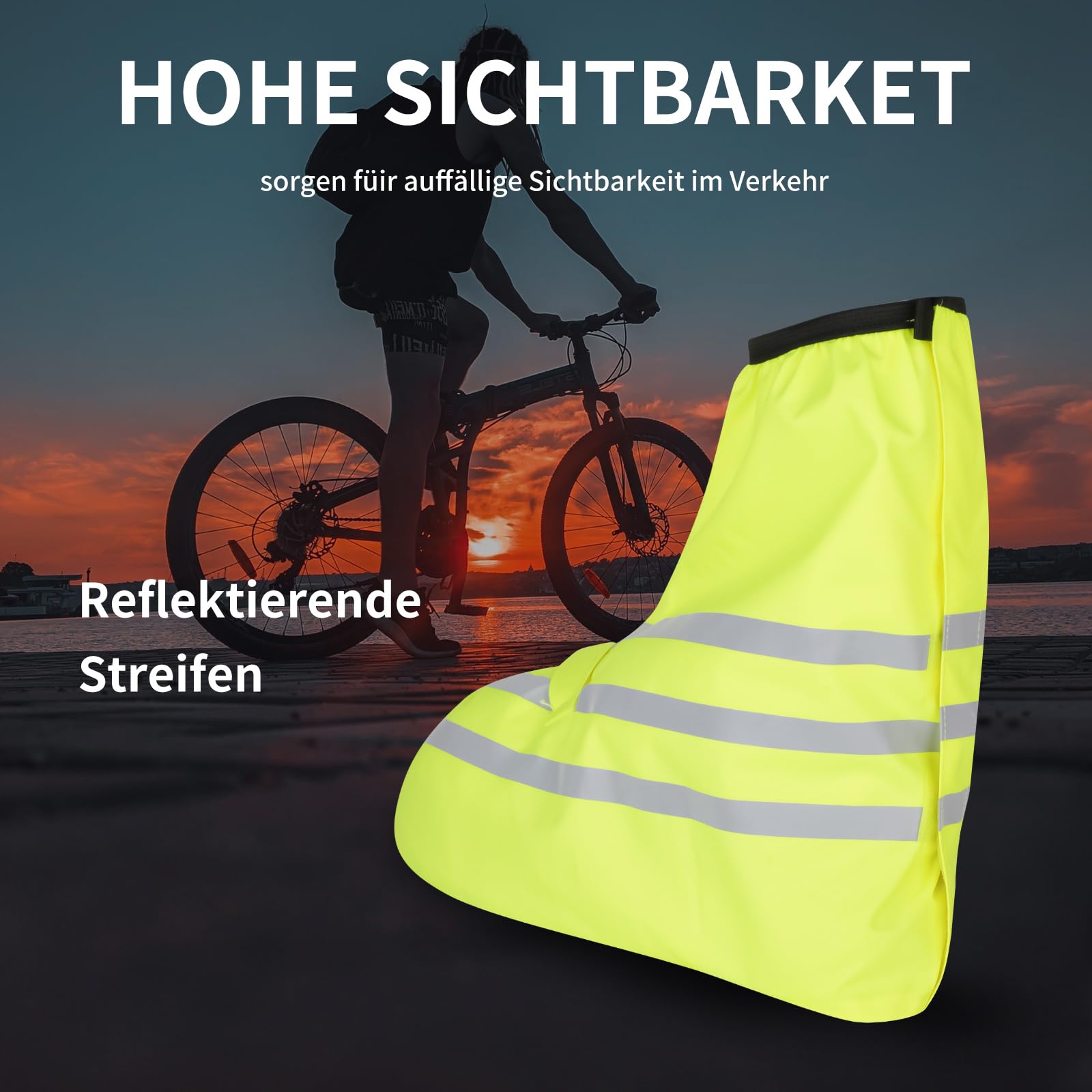 Copriscarpe impermeabili da bicicletta, unisex, impermeabili, copriscarpe da pioggia, per ciclisti con riflettori, copriscarpe da bicicletta e pioggia