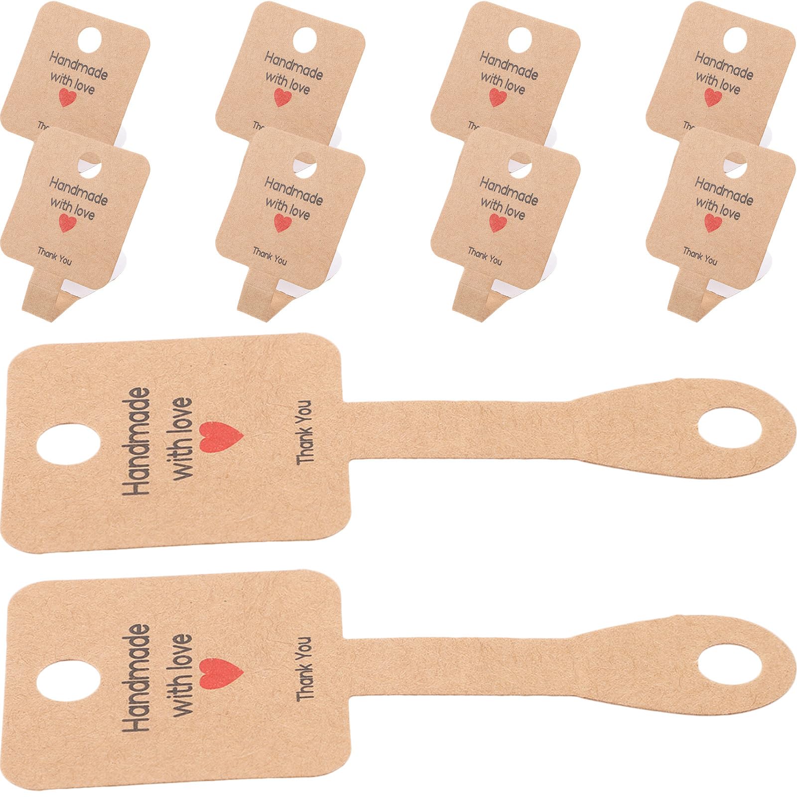 Healifty 100pcs Self-Adhesive Kraft Paper Necklace Display Cards 10x4cm for Bracelet Packaging Jewelry Supplies Keychain Holder Cards for Jewelry Business