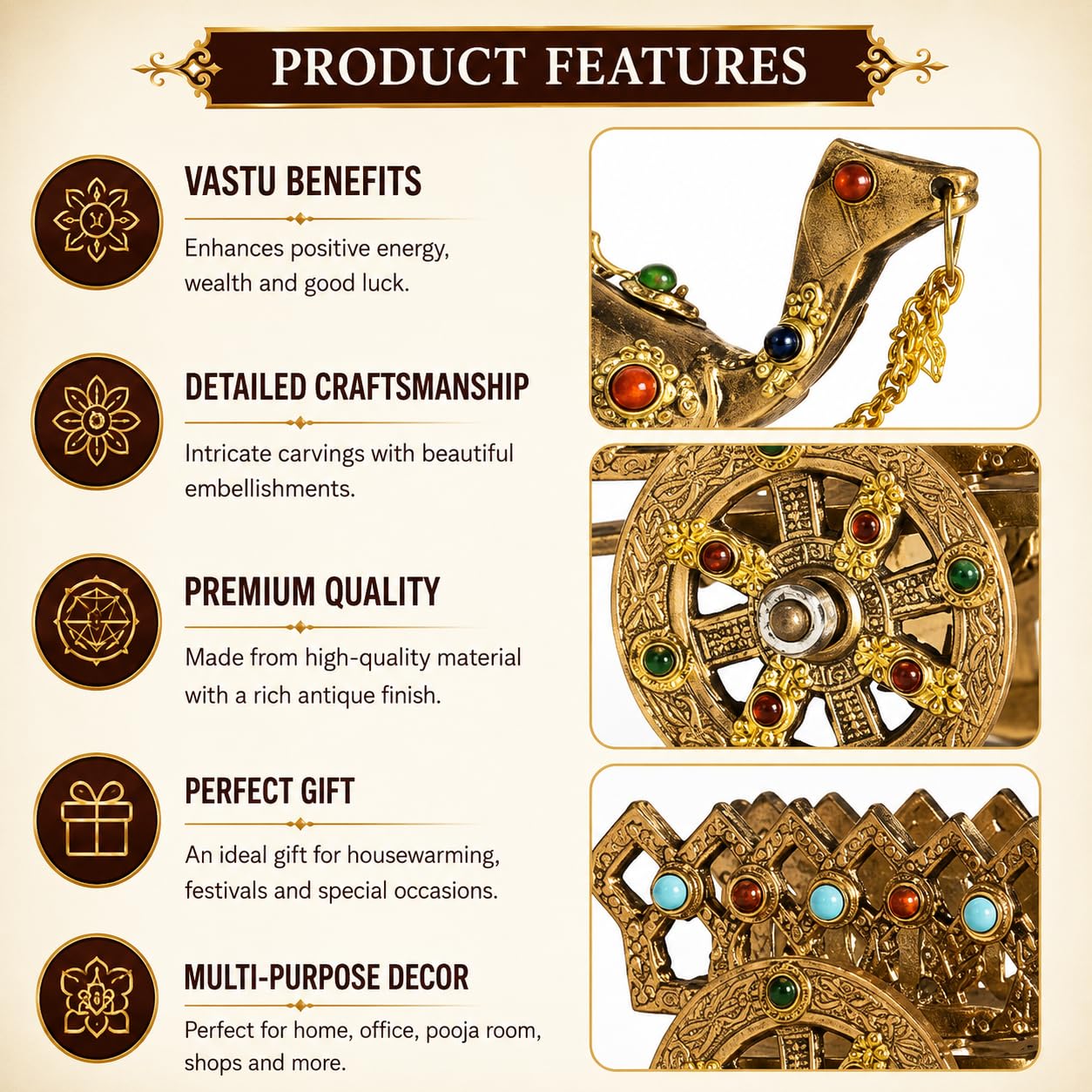 Rajasthani Gemstone Camel Showpiece - Home Decor -4