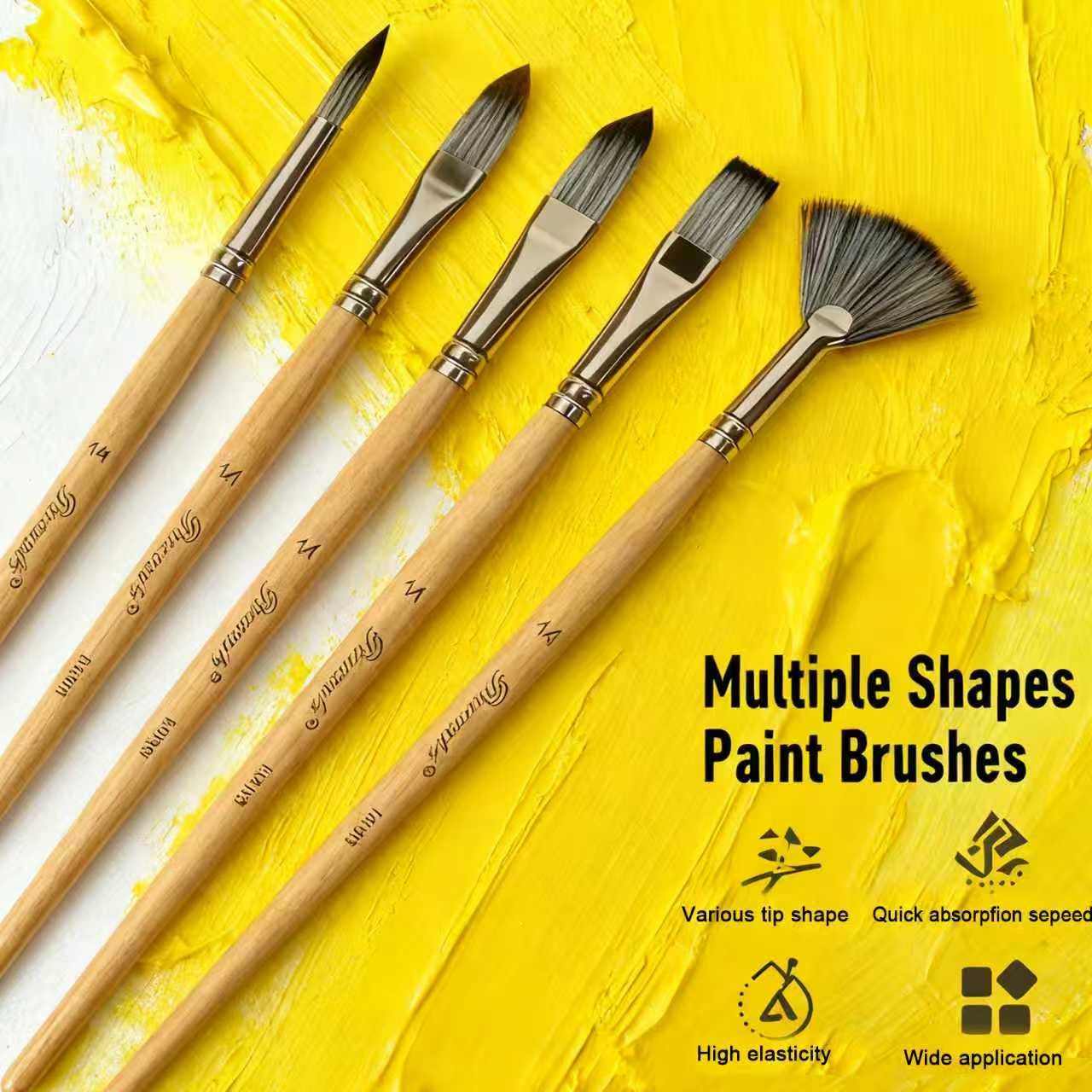 Pinsel-Set, 25-teilig, professionelle Künstlerserie mit breitem Flachpinsel, Filbert, Fächer, Dolch, Katzenzunge, rund, Winkel, Rigger für Öl, Acryl-Leinwand, Gesichtsbemalung, Premium-Verpackung
