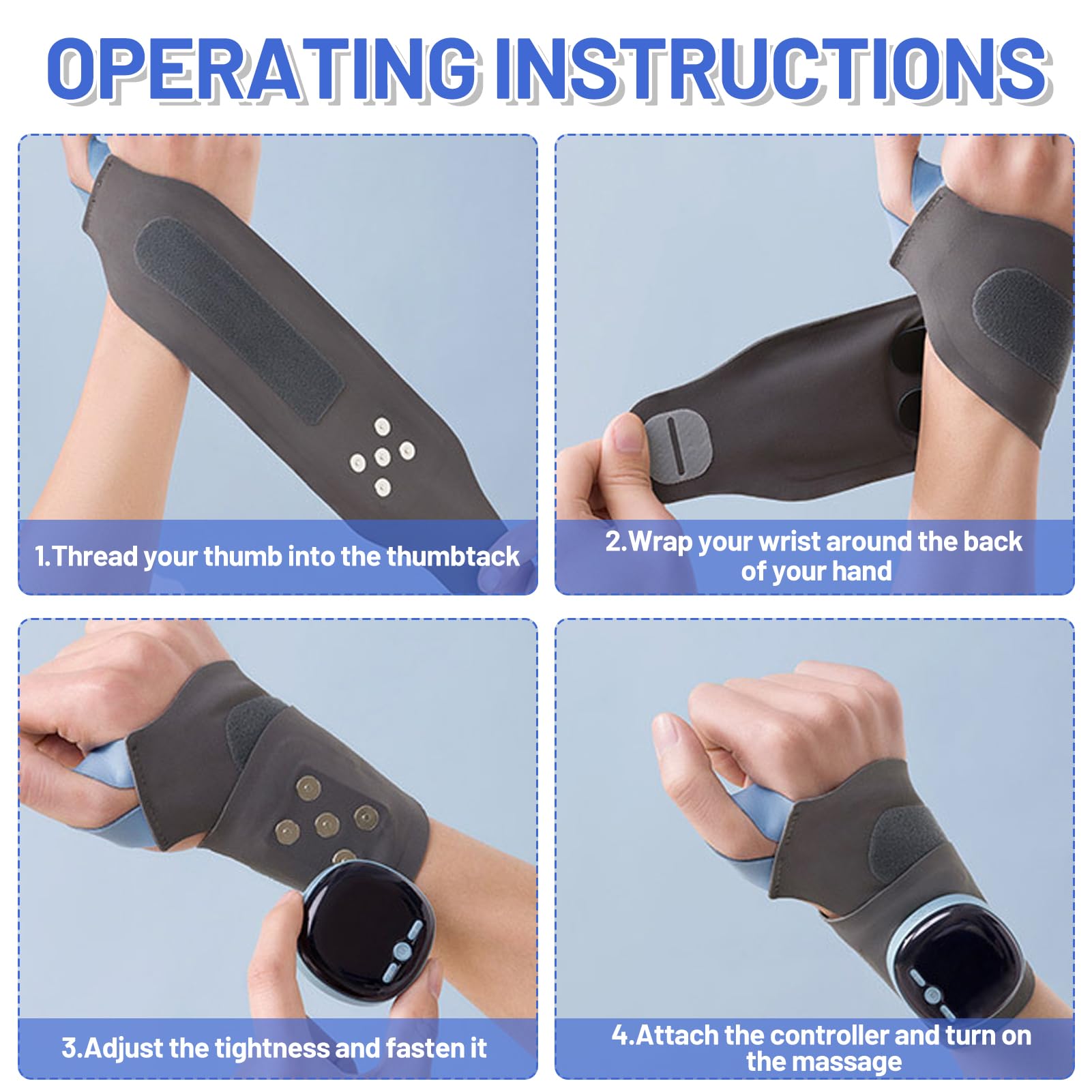 Elektrische Handmassagegeräte, Tragbar Handmassagegerät Mit 3 Wärmestufen 5 Massagemodi Und 9 Stärke Handmassagegeräte Wiederaufladbar Kabelloses Hand Massagegerät Für Arme Ellbogen (16-22cm)