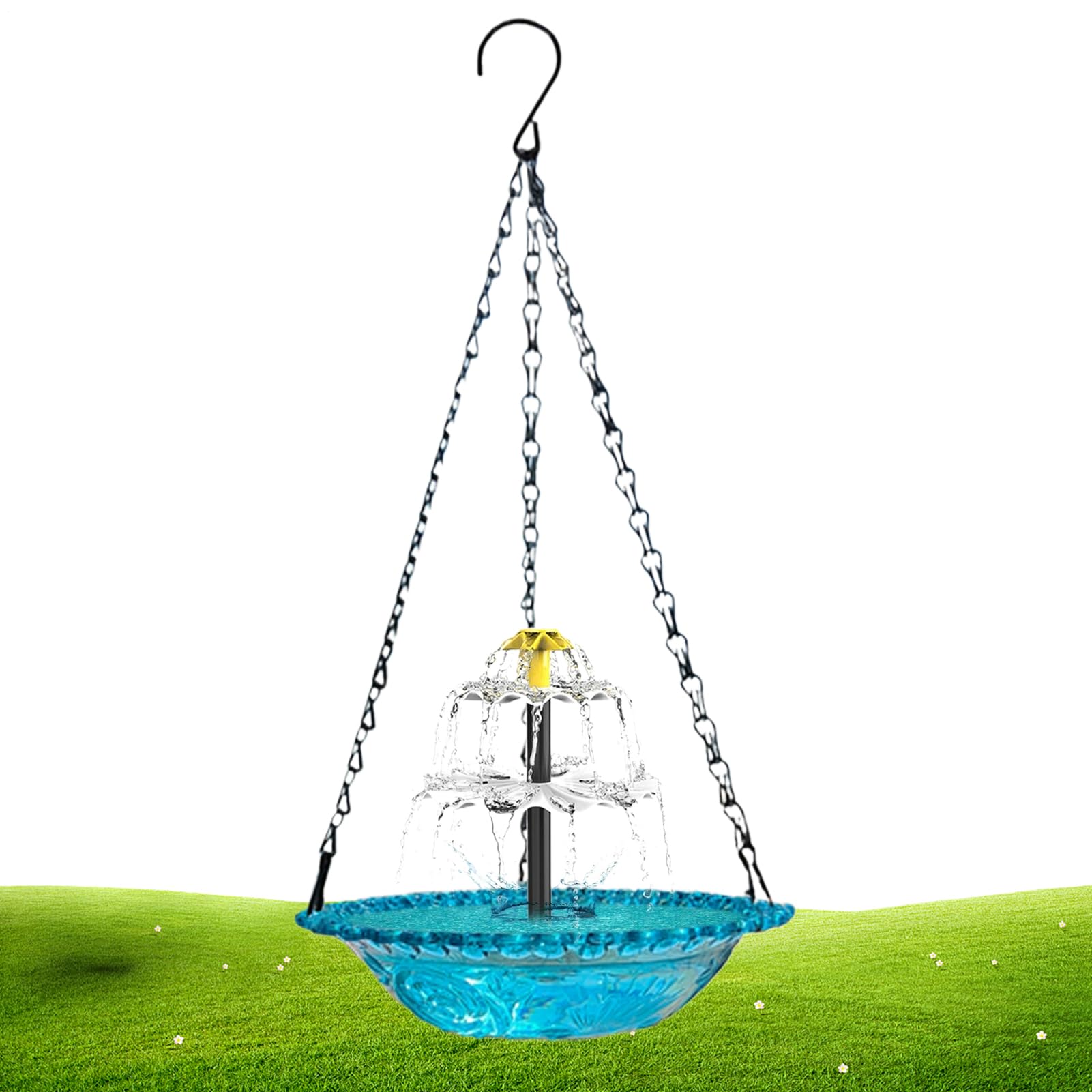 Baños de pájaros de cascada solar para colgar en árboles y decorar patios