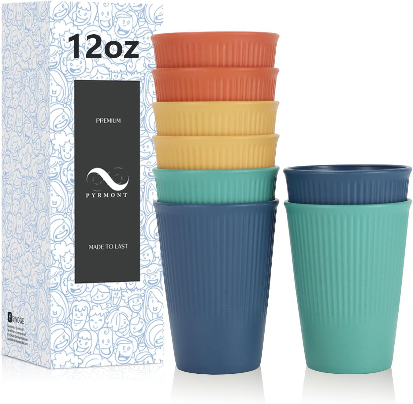 Phyllia 4 Pack Plastic Reusable Drinking Glasses, 17oz