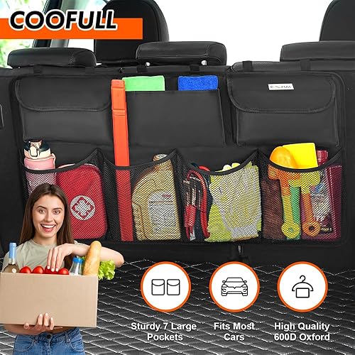 Miniatura 2 de Organizador de maletero de automóvil, organizadores y almacenamiento de coche de gran capacidad, equipado con 7 bolsas duraderas, organizador de