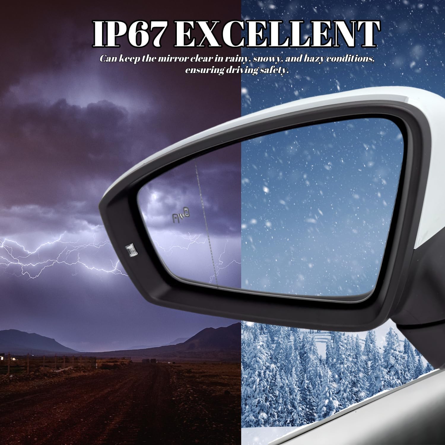 Right Passenger Side Mirror Compatible With Volkswagen Tiguan 2018-2025 Rearview Mirror With Heated Power Mirror Turn Signal Light Blind Spot Indicator (6+2 Pins) White