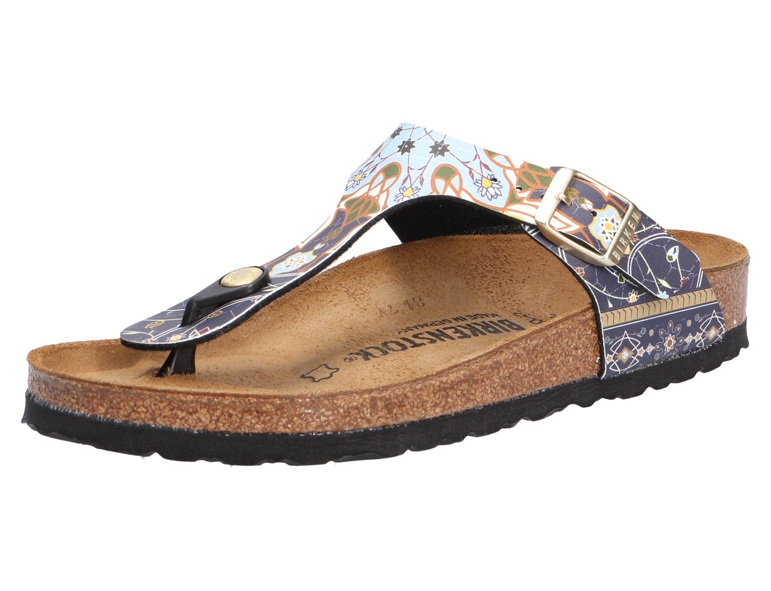 Birkenstock Gizeh Birko Flor Regular Ancient Mosaic Blue Size Eu