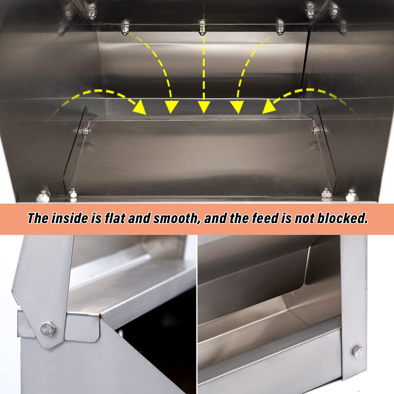 Comedero automático para aves de corral de acero inoxidable montado en la pared, con tapa, resistente a la intemperie, de metal, para aves de corral, comedero para gallineros (capacidad de 10