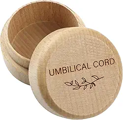 Caixa de memória de madeira para cabelo fetal para bebês/cordão umbilical, caixa de memorial esculpida para presente de bebê recém-nascido (caixa de cordão umbilical)