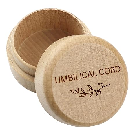 Modern Wooden Baby Umbilical Cord Memorial Box (Umbilical Cord Box) - Newborn, Christening - 2" x 2" x 1.4" - Stackable, Rust-Proof, Non-Toxic