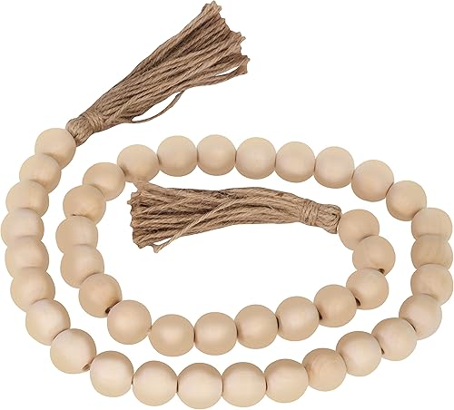 BOHO GARDEN Guirnalda de cuentas de madera de granja con cuentas grandes de 0.4 a 0.8 pulgadas, decoración de granja de 74 pulgadas de largo con