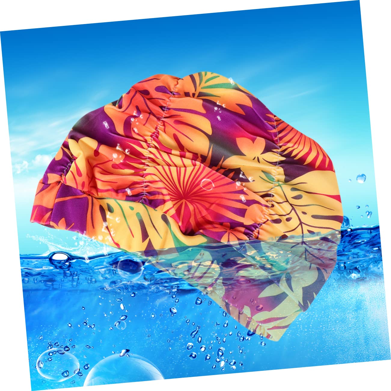 HANABASS Accessoires De Natation Chapeau De Bain Chapeaux De Natation De Fleurs pour Femmes Bonnet De Bain Oreille Bonnet De Bain Élastique Bonnet De Bain Imperméable Orange