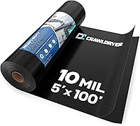 Heavy Duty 10 Mil Black Plastic Sheeting 5x100 ft Vapor Barrier - Tear-Resistant Polyethylene for Crawl Space, Basement, Garden Weed Control