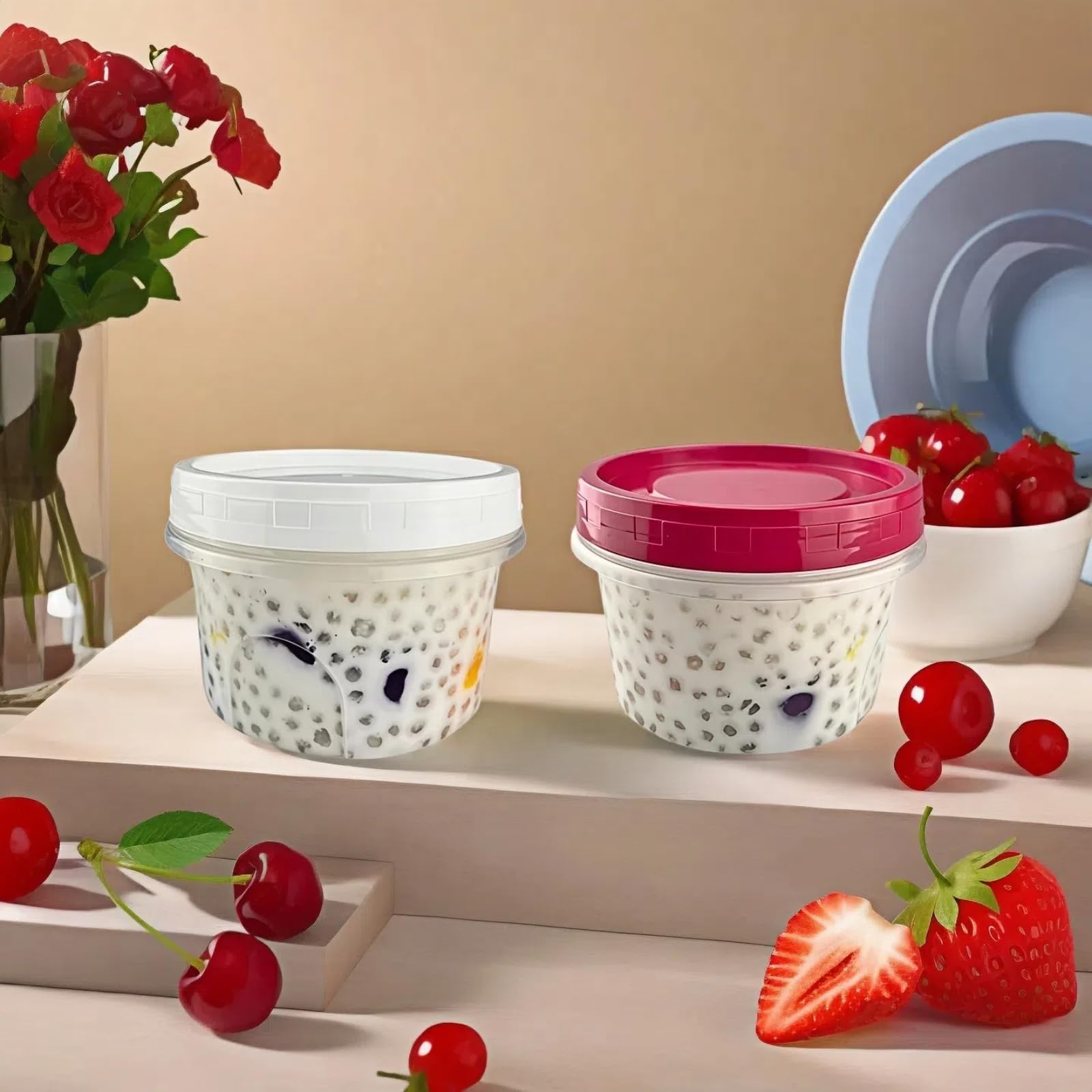 12 Pezzi 500ml Contenitori Ermetici per Alimenti Piccoli, Contenitori Svezzamento Freezer, Vasetti per Congelare Svezzamento, Riutilizzabili Contenitori con Coperchio