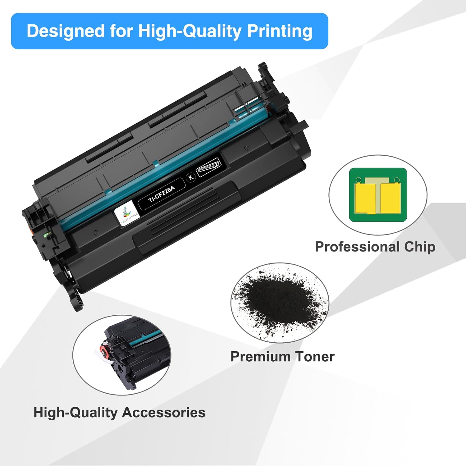TRUE IMAGE 26A Black Toner Cartridge Compatible Replacement for HP 26A 26X CF226A CF226X Work with Pro M402dn M402n M402dw and Pro MFP M426fdw M426fdn M426dw Printer (1-Pack)