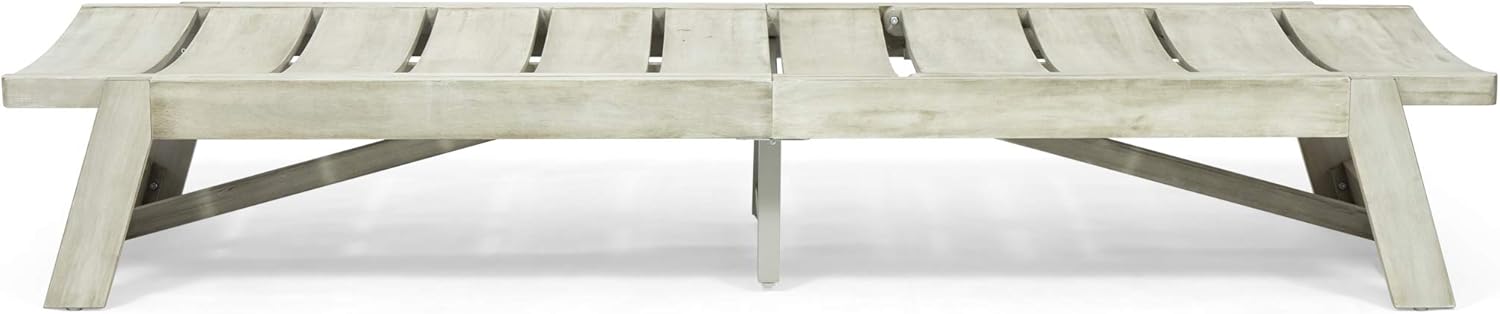 Great Deal Furniture Lillian Outdoor Wood and Iron Chaise Lounge, Light Gray and Gray, (309811)