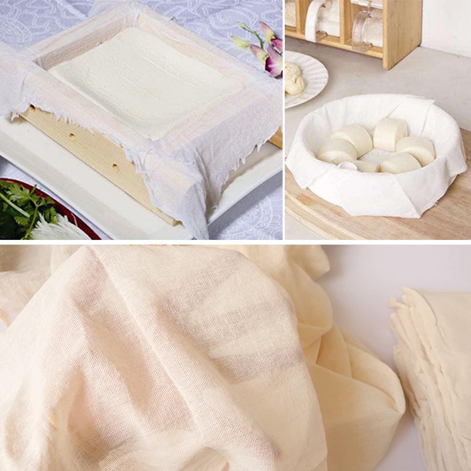 Panni Per Formaggio - 4 Pezzi, Cotone Non Sbiancato, 50x50 Cm, Per Filtrare Formaggio, Tofu, Succhi - Foto 9