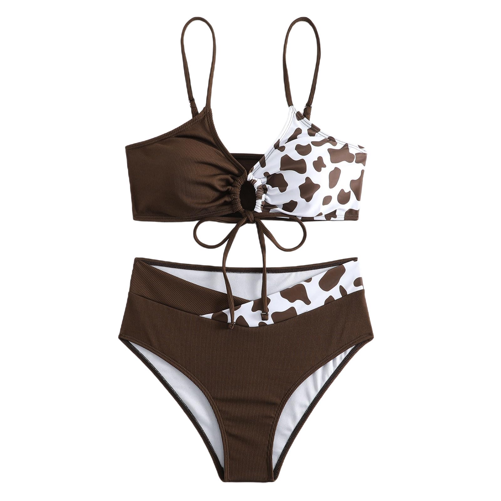 Generic Conjuntos de Bikinis para Mujer Verano Conjunto Bañadores Mujer 2024 Traje de baño de Comercio Exterior Europeo y Americano Nuevo Bikini Estampado de Leopardo Encaje Sexy Traje de
