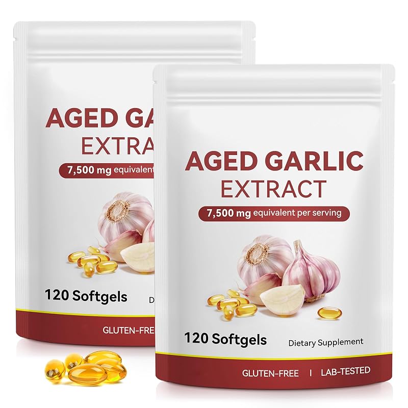 vopxccvy Suplemento de extrato de alho envelhecido 500 mg 240 cápsulas gelatinosas