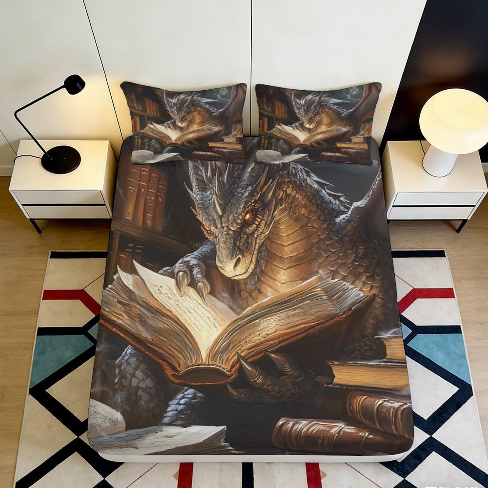 3D Printed Forest Fox Fitted Sheet Microfiber Non-Slip Deep Pocket Woodland Mattress Fitted Cover Home Washable 200x200x25cm
