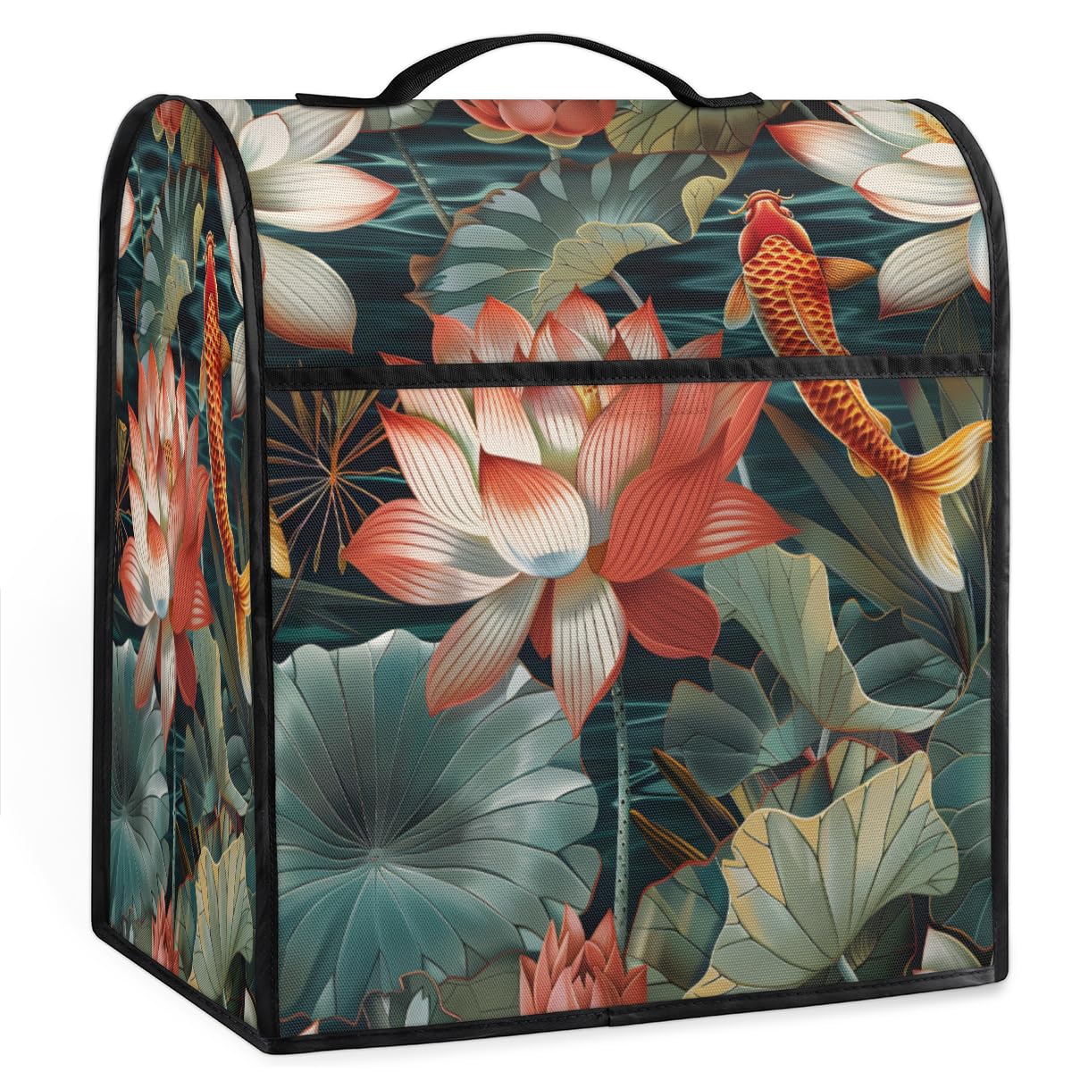 Coffee Maker Cover Lotus Fish Kitchen Appliance Covers Small Appliance Covers Blender Cover Juicer Cover Dust Covers for Kitchen Appliances with Top Handle and Pockets,Washable,B992
