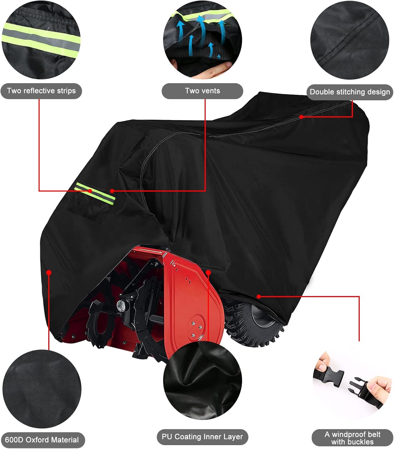 review Snow Blower Cover, 600D Waterproof Heavy Duty Snow Thrower Cover Outside All Weather Dustproof UV Protection Full Cover, Universal fit Most Electric 20-26 inch Two Stage Snow Throwers