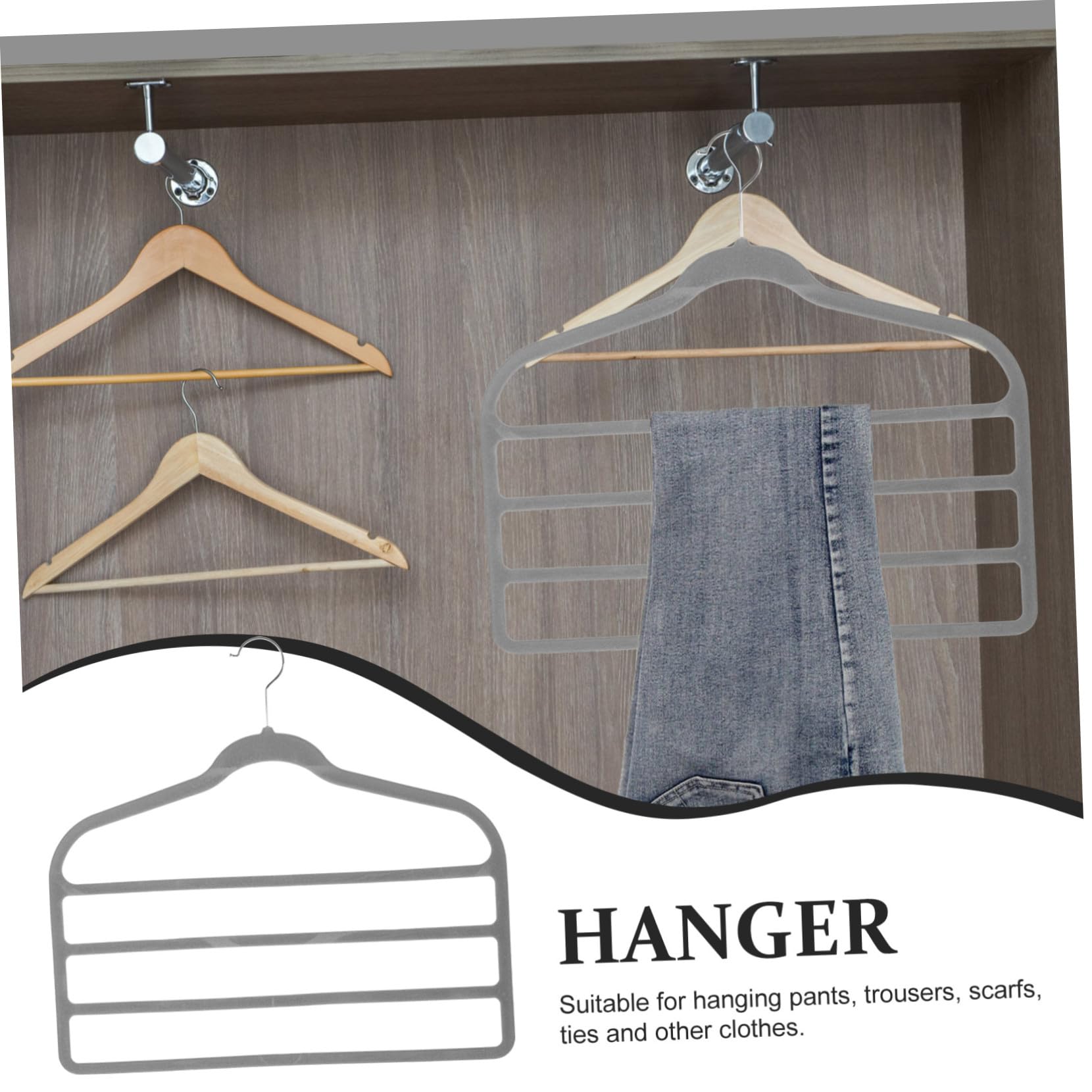 Cabilock 10 Perchas para Pantalones de Plástico Recubrimiento de Vellón Antideslizante, Ahorradoras de Espacio y Multifuncionales para Armarios Organizadores