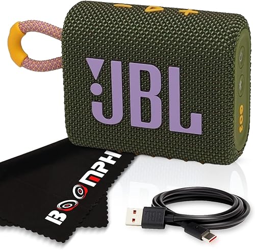 JBL Go 3 - Altavoz inalámbrico Bluetooth portátil, IP67 impermeable y resistente al polvo, batería incorporada - Verde - Solución integral de tela