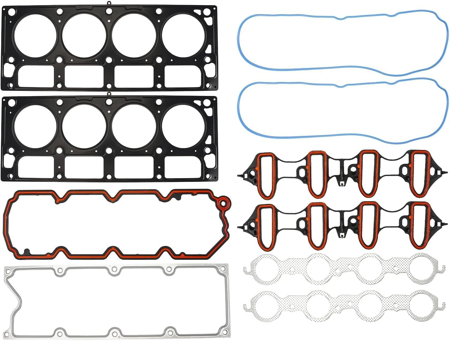 KAC 31PCS Engine Cylinder Head Gasket Set for 2006 Avalanche 1500 5.3L, 2004-2009 Silverado 1500 5.3L, 2004-2009 Sierra 1500 4.8L, 2008-2009 H3, 2004-2008 Savana 3500 4.8L- HS26191PT