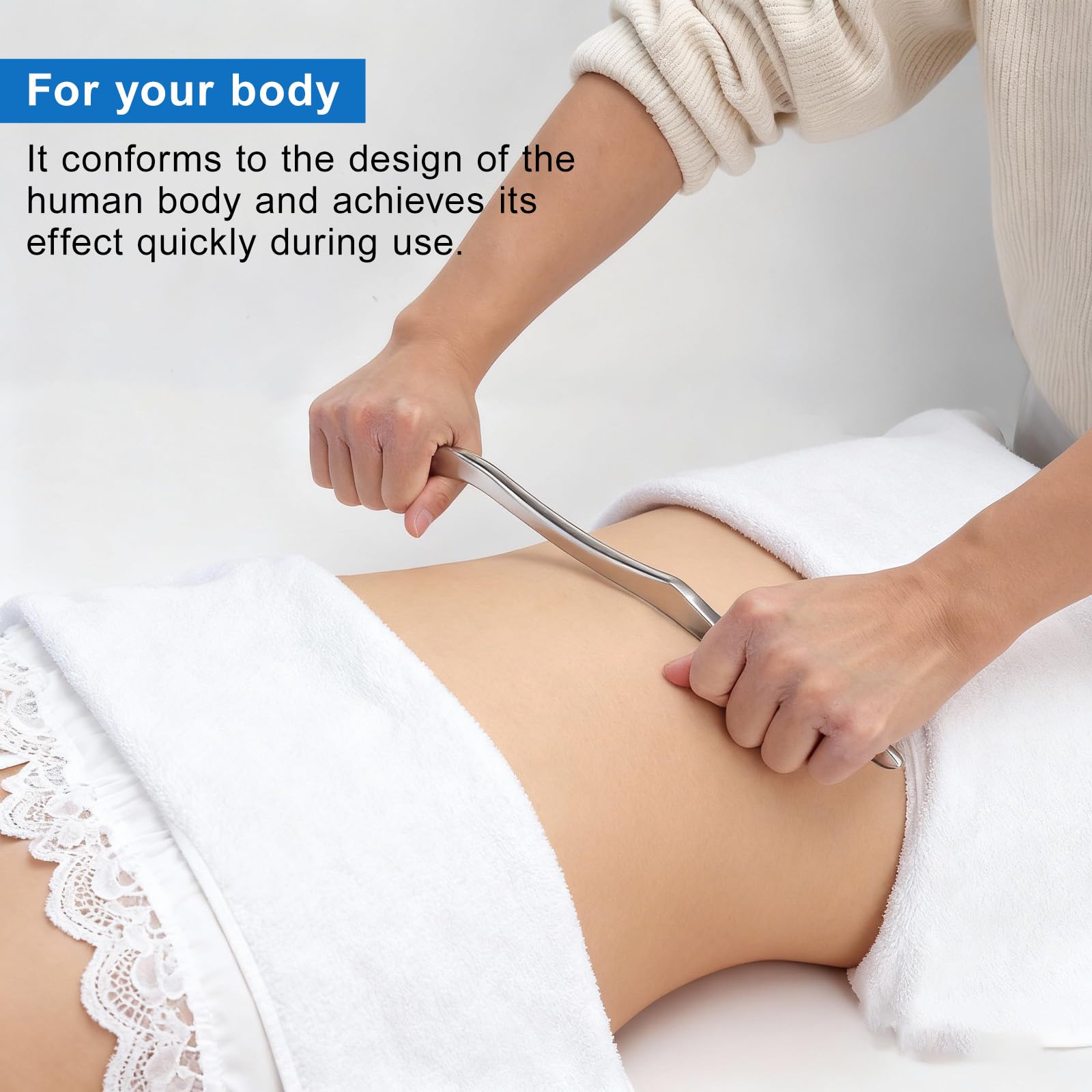 Guasha Acciaio Inox Guasha Acciaio Inox Gua Sha Acciaio - Strumento in Acciaio 316, 30 cm, 8 mm, Impugnatura Ergonomica - Per Sport, Fitness, Mobilità, Schiena e Gambe