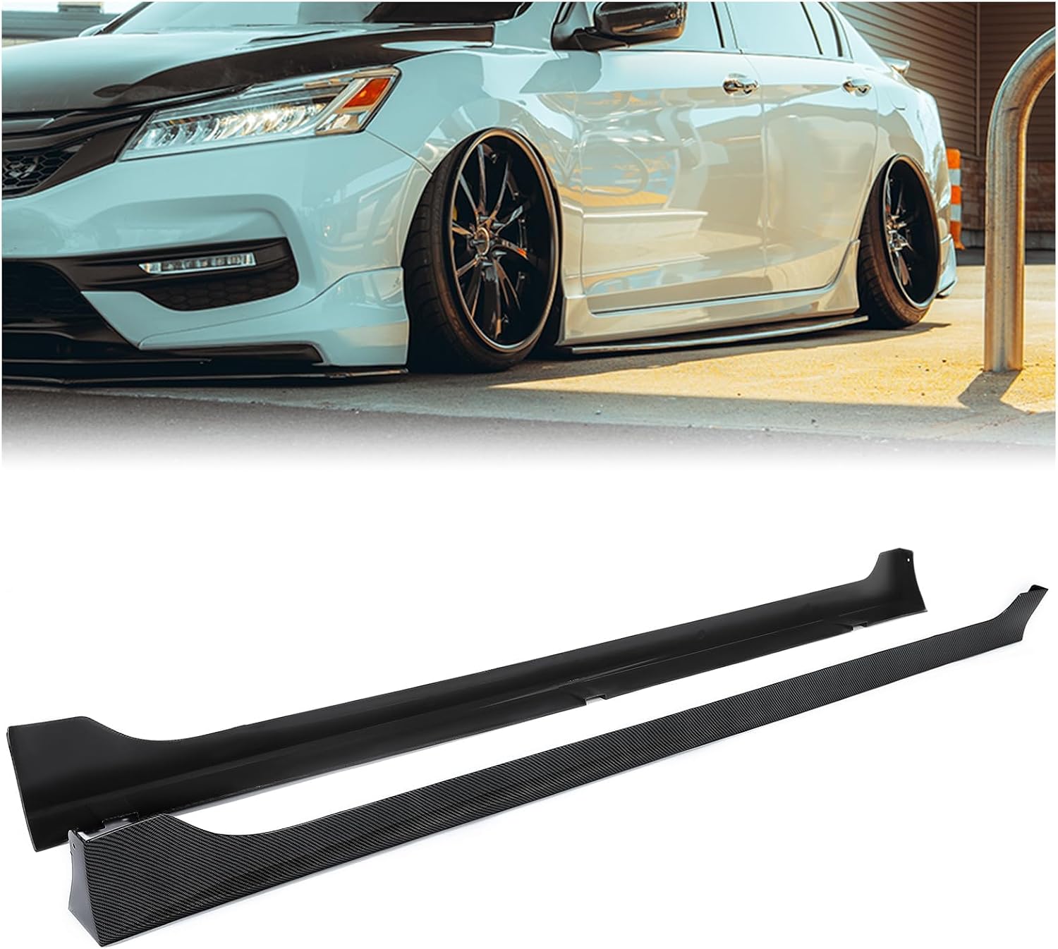 IKON MOTORSPORTS MD Style Side Skirts – Fits 2012-2015 Honda Civic Sedan – Unpainted Black PP, Pair
